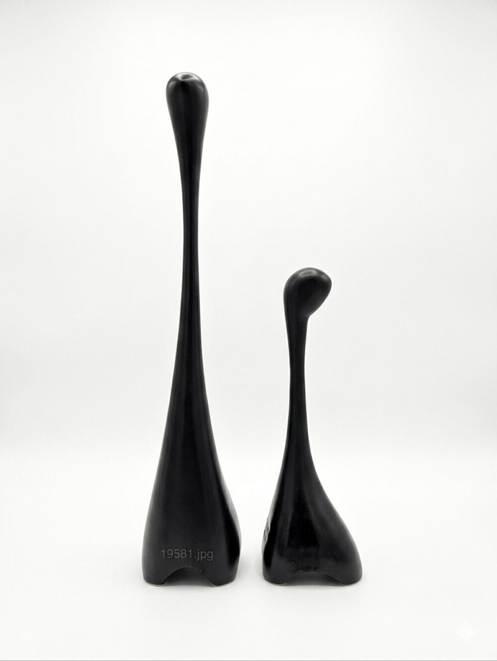 Vintage Louise Hederstrom Black Giraffe Sculptures Modernist Minimalist Nursery